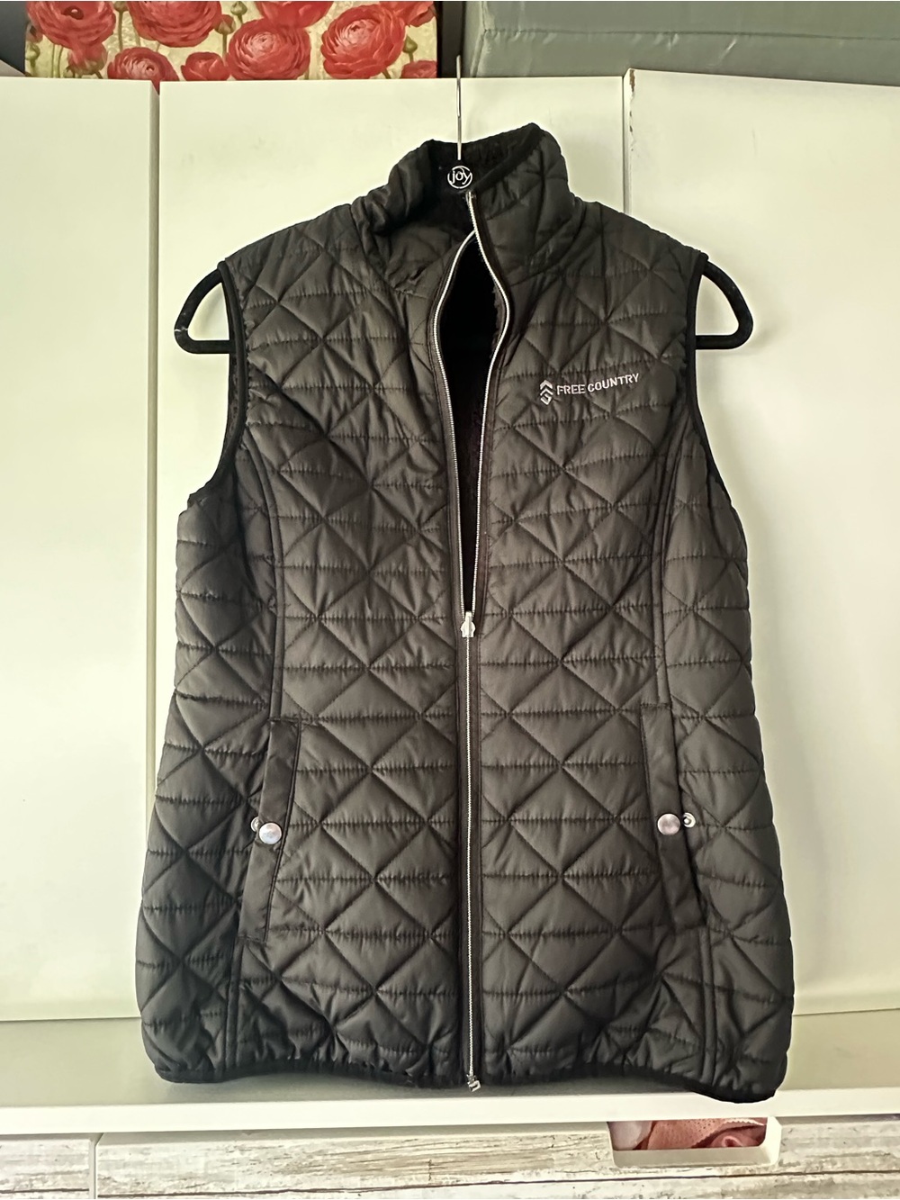🖤 Free Country Reversible Black Quilted Sherpa Vest Size S